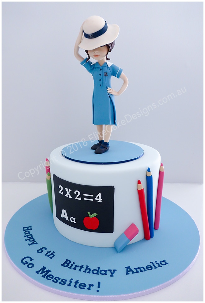 Schoolgirl  figurine Birthday cake